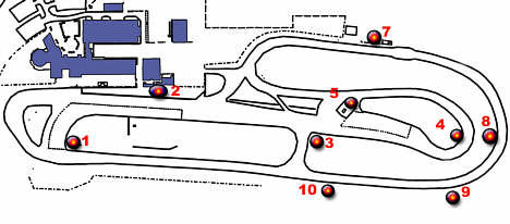 Her kan du se alle flagposternes placering på Ring Djursland.<BR>Det er flagpost 5 og 8 der er flyttet i forhold til tidligere. (Grafik: John Jensen)
