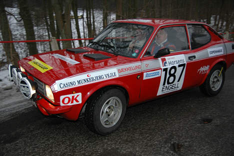 Lars Bækkelund og Arne Pagh vandt en pålidelighedsetape i dagens Rallye Monte-Carlo Historique i deres Fiat 128 SL Coupé.