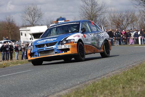 Corazza/Bauer i Mitsubishi Lancer Evo 9.
(Foto: Bjørn Johansson / www.bjohansson.dk)